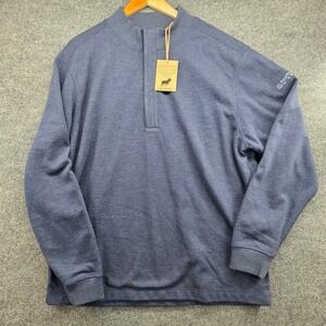 HORN LEGEND Mens Navy 1/4 Zip Pullover‎ Sweatshirt Size L North Texas Missions